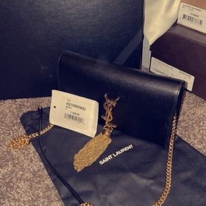 YSL KATE CHAIN WALLET WITH TASSEL IN SMOOTH LEATHER (DUST BAG&YSL SHOPPING BAG)